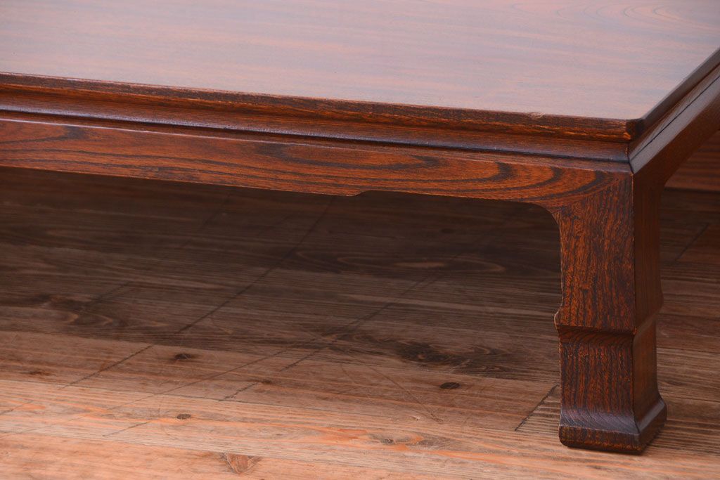 アンティーク家具　和製アンティーク　総欅材!天板一枚板の古い座卓