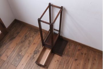 アンティーク雑貨　古民具・骨董　大正期　引き出し付き!古いナラ材のアンティーク傘立て