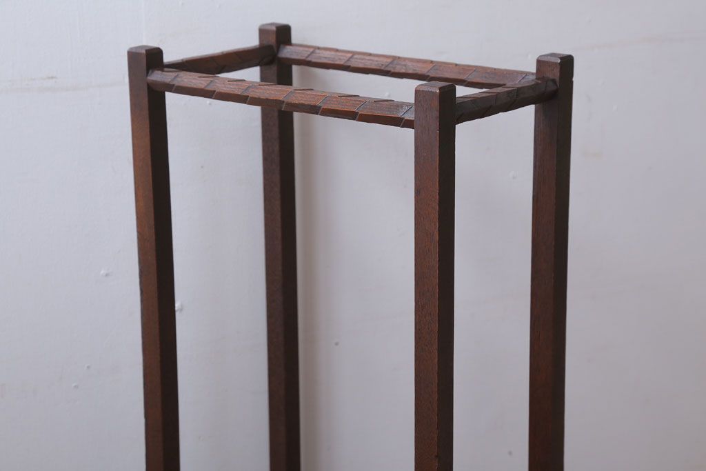 アンティーク雑貨　古民具・骨董　大正期　引き出し付き!古いナラ材のアンティーク傘立て