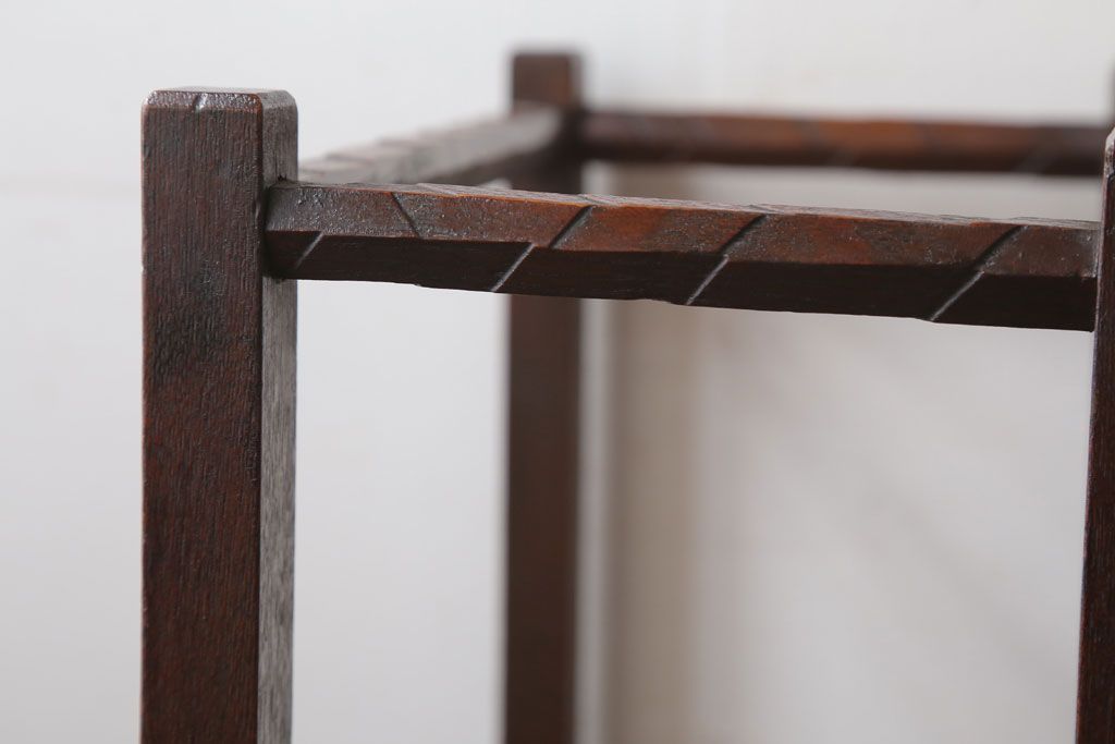 アンティーク雑貨　古民具・骨董　大正期　引き出し付き!古いナラ材のアンティーク傘立て