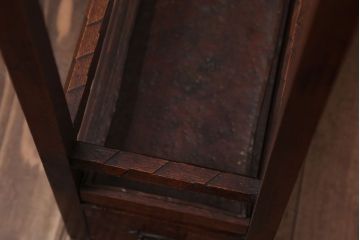 アンティーク雑貨　古民具・骨董　大正期　引き出し付き!古いナラ材のアンティーク傘立て