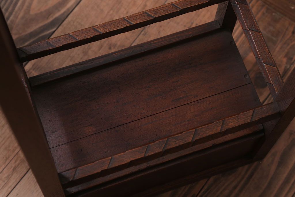 アンティーク雑貨　古民具・骨董　大正期　引き出し付き!古いナラ材のアンティーク傘立て