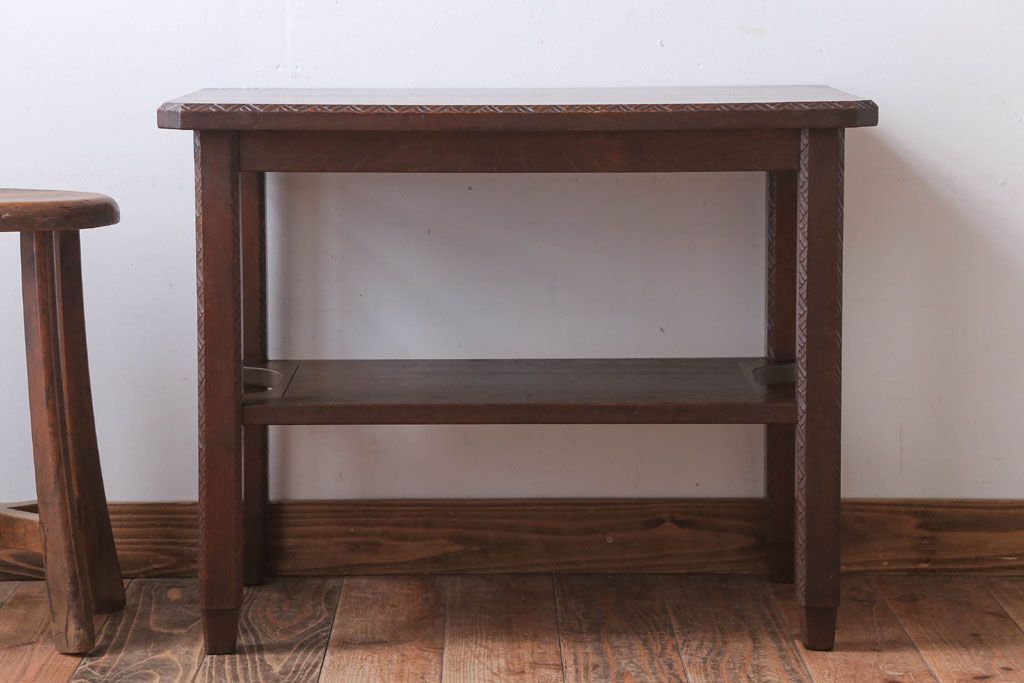 アンティーク家具　和製アンティーク　古いナラ材の上質でおしゃれなサイドテーブル