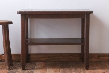 アンティーク家具　和製アンティーク　古いナラ材の上質でおしゃれなサイドテーブル