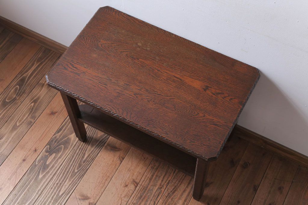 アンティーク家具　和製アンティーク　古いナラ材の上質でおしゃれなサイドテーブル