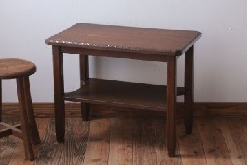 アンティーク家具　和製アンティーク　古いナラ材の上質でおしゃれなサイドテーブル