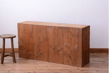 アンティーク家具　和製アンティーク　ネームプレート付き!古い木味の引き出しローボード
