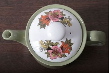 アンティーク雑貨　イギリスビンテージ　Ridgway(リッジウェイ)　Kyotoシリーズ　ポットとシュガー2点セット(洋食器)