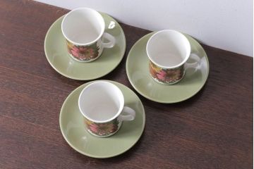 アンティーク雑貨　イギリスビンテージ　Ridgway(リッジウェイ)　Kyotoシリーズ　カップ&ソーサー3客セット(洋食器)