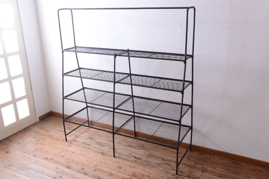 ヴィンテージ家具　ビンテージ　特大サイズ!組み立て式アイアンラック(陳列棚・ディスプレイラック)