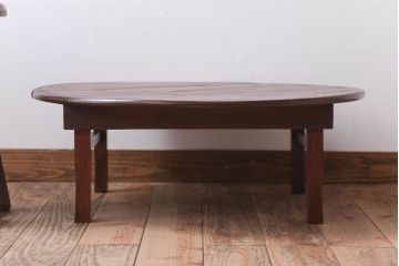 アンティーク家具　アンティーク　古い栓材のシンプルな丸ちゃぶ台