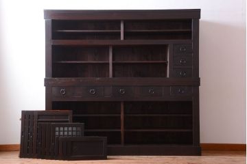 アンティーク家具　古民具・骨董　大正期　変わり型のモダンなアンティーク水屋箪笥