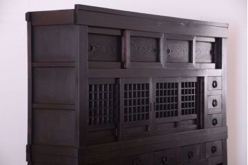 アンティーク家具　古民具・骨董　大正期　変わり型のモダンなアンティーク水屋箪笥