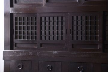 アンティーク家具　古民具・骨董　大正期　変わり型のモダンなアンティーク水屋箪笥