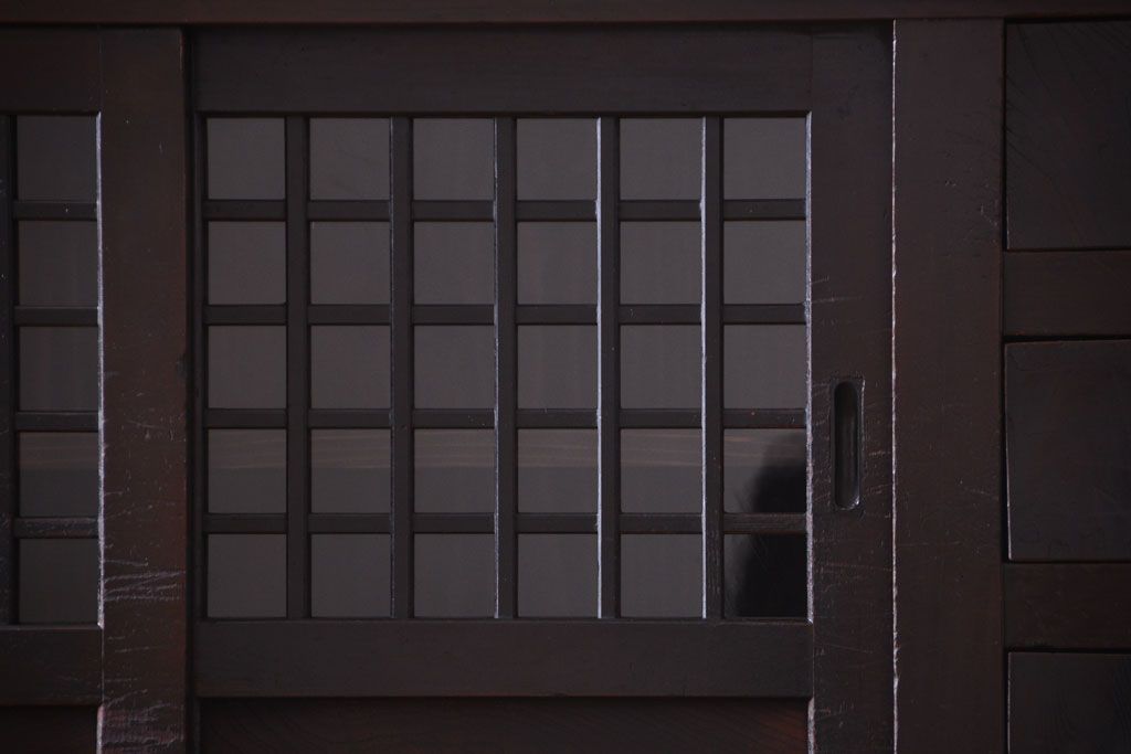 アンティーク家具　古民具・骨董　大正期　変わり型のモダンなアンティーク水屋箪笥