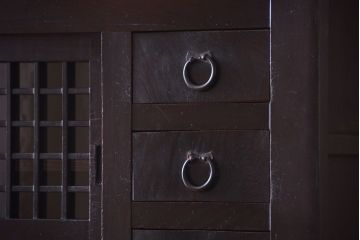 アンティーク家具　古民具・骨董　大正期　変わり型のモダンなアンティーク水屋箪笥