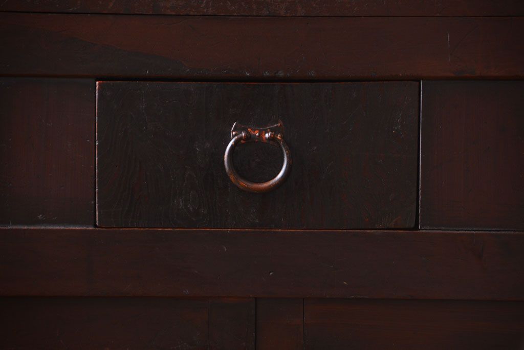 アンティーク家具　古民具・骨董　大正期　変わり型のモダンなアンティーク水屋箪笥