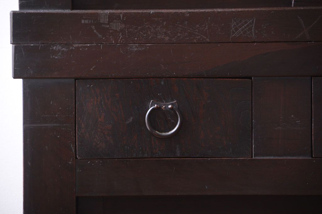 アンティーク家具　古民具・骨董　大正期　変わり型のモダンなアンティーク水屋箪笥