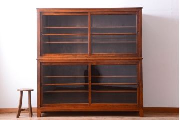 アンティーク家具　和製アンティーク　脚付き!古い木製の大きな重ね収納棚