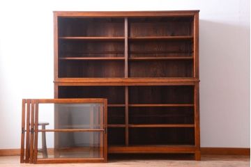 アンティーク家具　和製アンティーク　脚付き!古い木製の大きな重ね収納棚