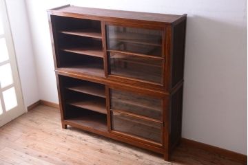 アンティーク家具　和製アンティーク　脚付き!古い木製の大きな重ね収納棚