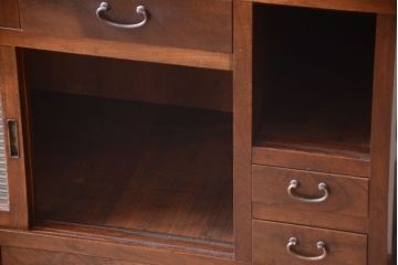 アンティーク家具　和製アンティーク　モールガラス入り!前面欅材の古い収納棚(食器棚)