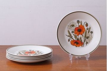 アンティーク雑貨　イギリスビンテージ　J&G　MEAKIN(ミーキン) POPPY(ポピー)シリーズ　ディナープレート6枚(洋食器・皿)