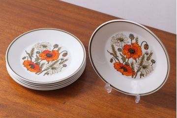 アンティーク雑貨　イギリスビンテージ　J&G　MEAKIN(ミーキン) POPPY(ポピー)シリーズ　ディナープレート6枚(洋食器・皿)