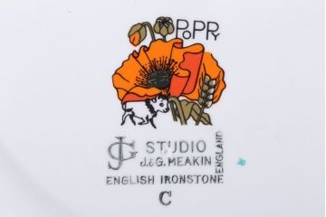 アンティーク雑貨　イギリスビンテージ　J&G　MEAKIN(ミーキン) POPPY(ポピー)シリーズ　ディナープレート6枚(洋食器・皿)