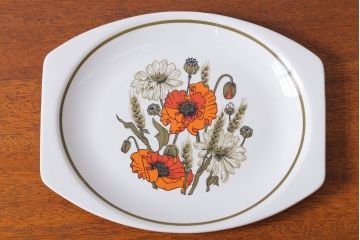 アンティーク雑貨　イギリスビンテージ　J&G　MEAKIN(ミーキン) POPPY(ポピー)シリーズ　ケーキプレートなどお皿4枚(洋食器)