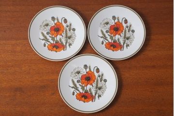 アンティーク雑貨　イギリスビンテージ　J&G　MEAKIN(ミーキン) POPPY(ポピー)シリーズ　ケーキプレートなどお皿4枚(洋食器)