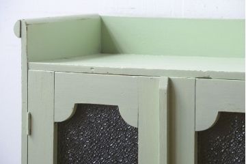 アンティーク家具　アンティークペイント　ダイヤガラス入りの小さな本箱(ブックケース)