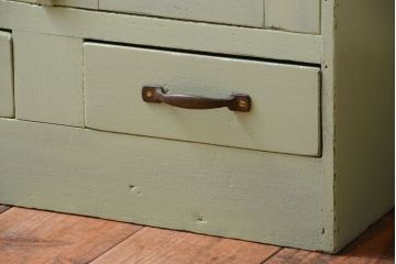 アンティーク家具　アンティークペイント　ダイヤガラス入りの小さな本箱(ブックケース)
