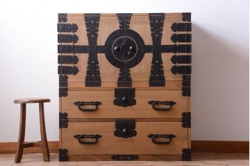 アンティーク家具　古民具・骨董　明治期　木味のアンティーク重ね観音箪笥