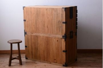 アンティーク家具　古民具・骨董　明治期　木味のアンティーク重ね観音箪笥