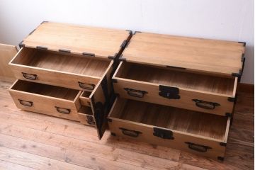 アンティーク家具　古民具・骨董　明治期　木味のアンティーク重ね観音箪笥