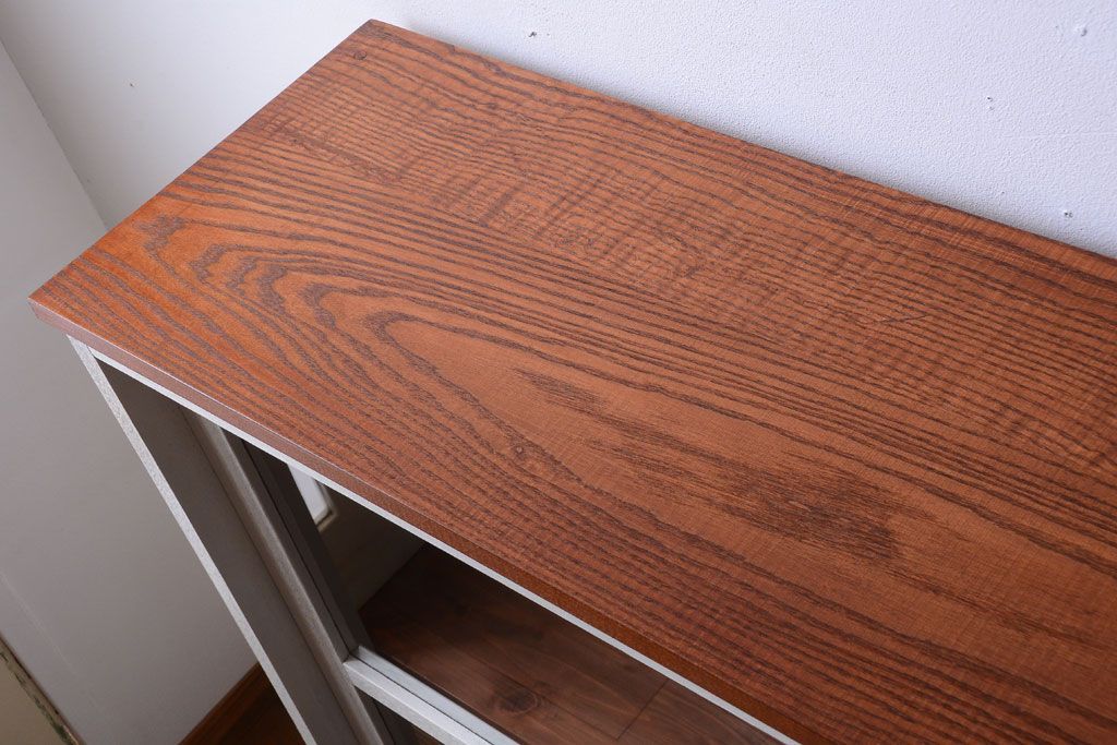 レトロ家具　アンティークペイント　特大サイズ!レトロな横長収納棚