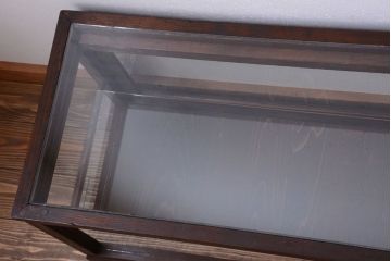 アンティーク家具　和製アンティーク　古い木製の背の低いガラスケース(ローボード)