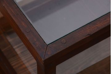 アンティーク家具　和製アンティーク　古い木製の背の低いガラスケース(ローボード)