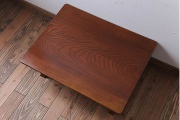 アンティーク家具　アンティーク　総欅材!天板一枚板の角ちゃぶ台