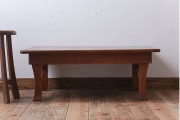 アンティーク家具　アンティーク　総欅材!天板一枚板の角ちゃぶ台