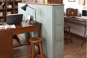 レトロ家具　アンティークペイント　特大サイズ!レトロな横長収納棚(2)