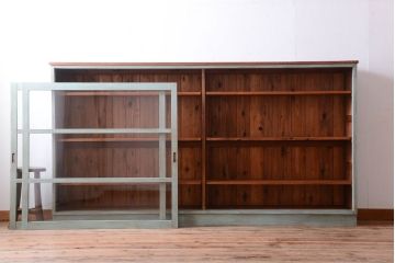 レトロ家具　アンティークペイント　特大サイズ!レトロな横長収納棚(2)