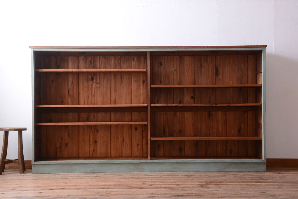 レトロ家具　アンティークペイント　特大サイズ!レトロな横長収納棚(2)