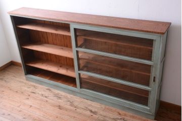 レトロ家具　アンティークペイント　特大サイズ!レトロな横長収納棚(2)