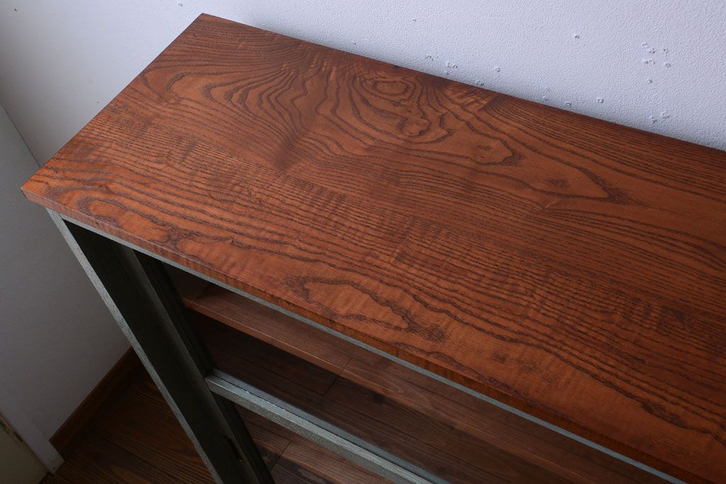 レトロ家具　アンティークペイント　特大サイズ!レトロな横長収納棚(2)