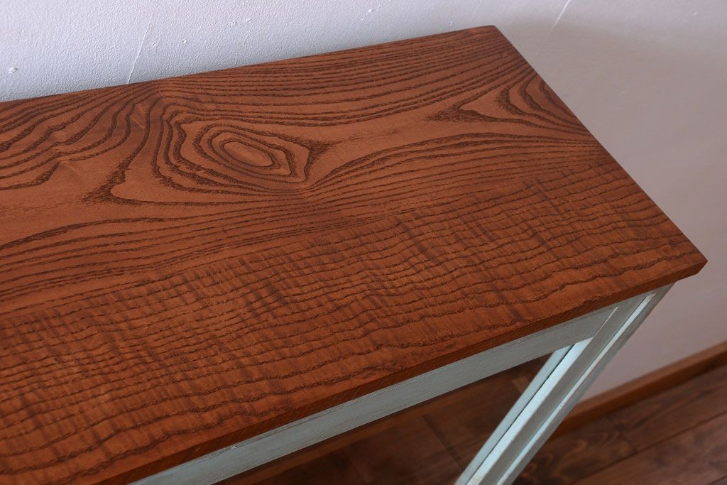 レトロ家具　アンティークペイント　特大サイズ!レトロな横長収納棚(2)