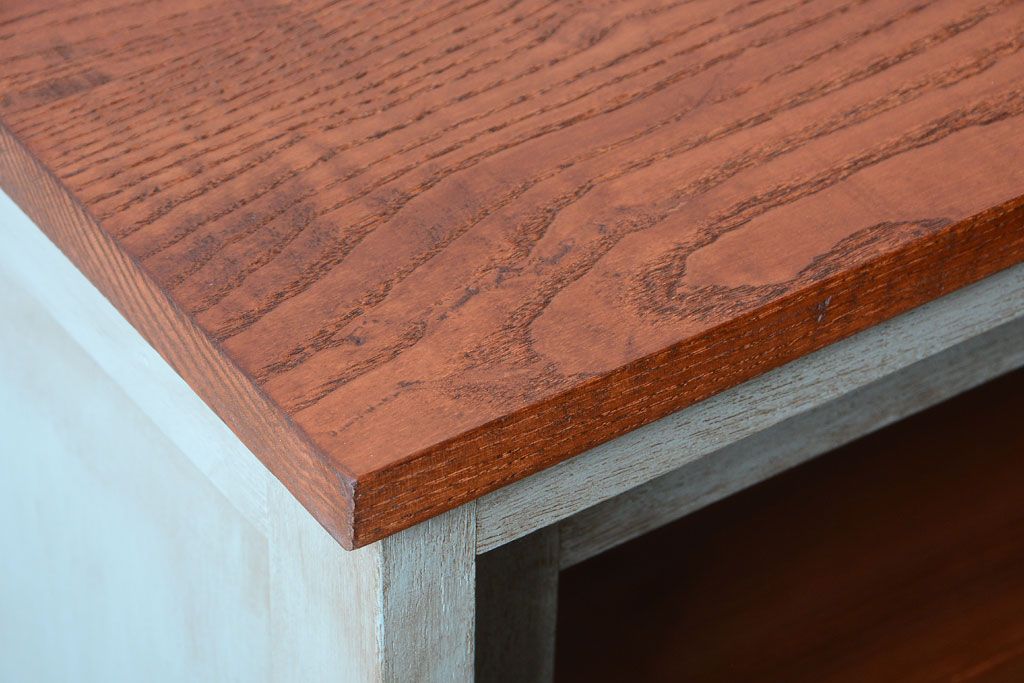 レトロ家具　アンティークペイント　特大サイズ!レトロな横長収納棚(2)