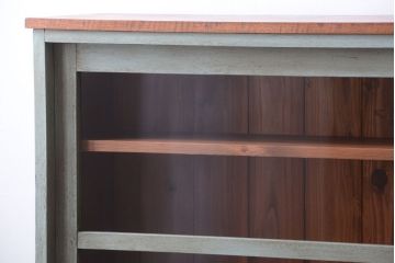 レトロ家具　アンティークペイント　特大サイズ!レトロな横長収納棚(2)