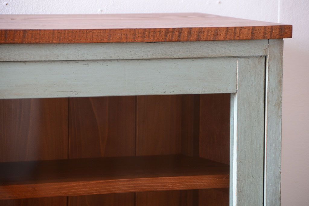 レトロ家具　アンティークペイント　特大サイズ!レトロな横長収納棚(2)